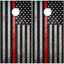 Load image into Gallery viewer, "Thin Red Line Flag Cornhole Vinyl Wraps & Cornhole Boards (2 Pack) SV1000 KT Cornhole "