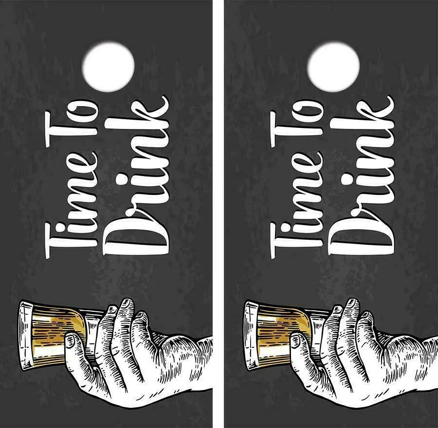 Time To Drink Cornhole Wood Board Skin Wrap Ripper Graphics
