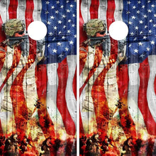 Load image into Gallery viewer, "US Military Veterans Tribute Cornhole Vinyl Wraps & Cornhole Boards (2 Pack) FH2047 KT Cornhole "