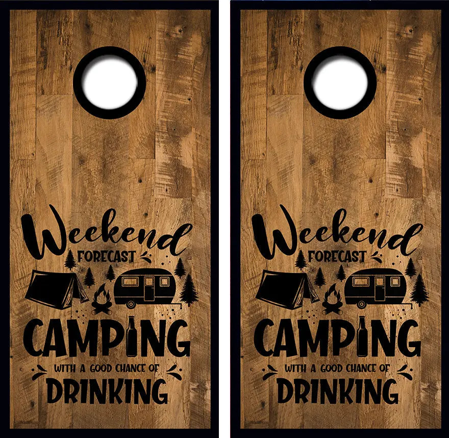 Weekend Camping Drinking Cornhole Wrap Decal with Free Laminate Included Ripper Graphics