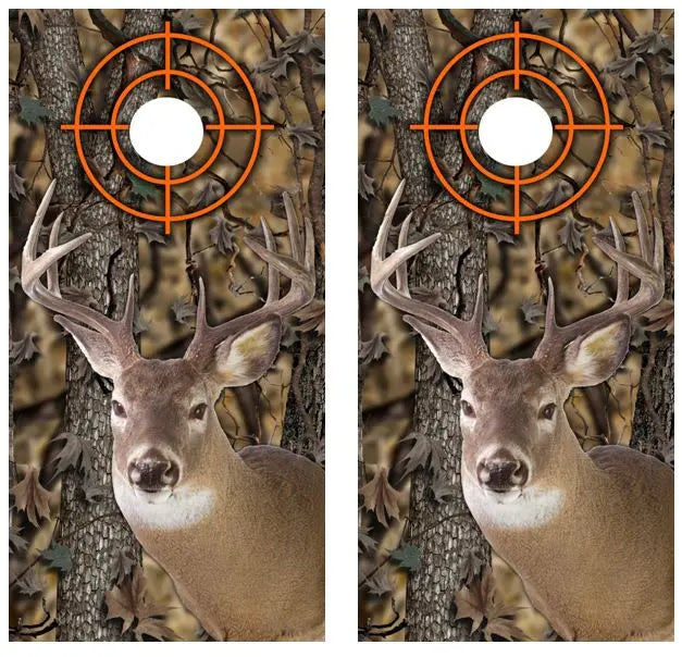 White Tail Buck Camo Cornhole Wood Board Skin Wrap Ripper Graphics