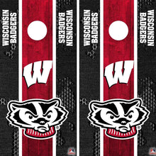Load image into Gallery viewer, "Wisconsin Badgers Cornhole Vinyl Wraps & Cornhole Boards (2 Pack) FH5001 - Officially Licensed KT Cornhole "