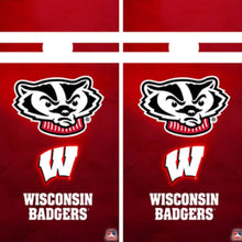 Load image into Gallery viewer, "Wisconsin Badgers Cornhole Vinyl Wraps and Cornhole Boards (2 Pack) FH2042 - Officially Licensed KT Cornhole "