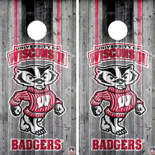 Load image into Gallery viewer, "Wisconsin Badgers Cornhole Vinyl Wraps and Cornhole Boards (2 Pack) FH2045 - Officially Licensed KT Cornhole "