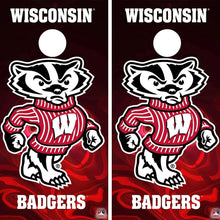 Load image into Gallery viewer, "Wisconsin Badgers Cornhole Vinyl Wraps and Cornhole Boards (2 Pack) FH2046 - Officially Licensed KT Cornhole "