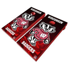 Load image into Gallery viewer, "Wisconsin Badgers Cornhole Vinyl Wraps and Cornhole Boards (2 Pack) FH2046 - Officially Licensed KT Cornhole "