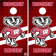 Load image into Gallery viewer, "Wisconsin Badgers Cornhole Vinyl Wraps and Cornhole Boards (2 Pack) FH3000 - Officially Licensed KT Cornhole "