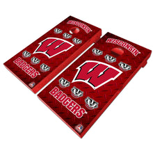 Load image into Gallery viewer, "Wisconsin Badgers Cornhole Vinyl Wraps and Cornhole Boards (2 Pack) FH3002 - Officially Licensed KT Cornhole "