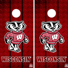 Load image into Gallery viewer, "Wisconsin Badgers Cornhole Vinyl Wraps and Cornhole Boards (2 Pack) FH3005 - Officially Licensed KT Cornhole "