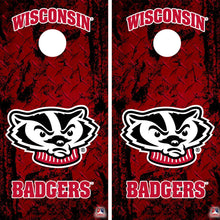 Load image into Gallery viewer, "Wisconsin Badgers Cornhole Vinyl Wraps and Cornhole Boards (2 Pack) FH3006 - Officially Licensed KT Cornhole "