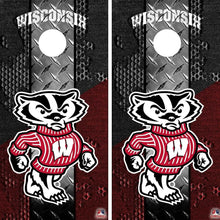 Load image into Gallery viewer, "Wisconsin Badgers Cornhole Vinyl Wraps and Cornhole Boards (2 Pack) FH5000 - Officially Licensed KT Cornhole "