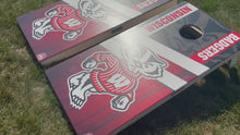 Load and play video in Gallery viewer, "Wisconsin Badgers Cornhole Vinyl Wraps & Cornhole Boards (2 Pack) FH5004 - Officially Licensed KT Cornhole "
