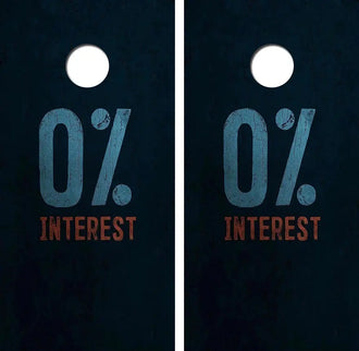 0% Interest Cornhole Wood Board Skin Wrap Ripper Graphics