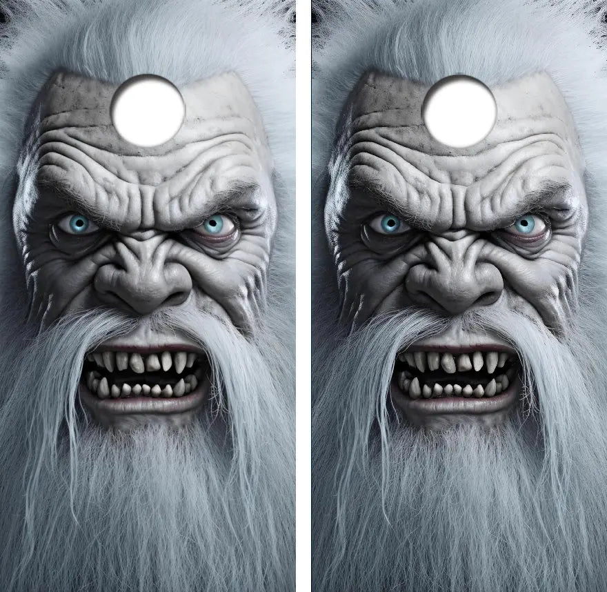 Abominable Snowman Cornhole Board Skin Wraps FREE LAMINATE Ripper Graphics