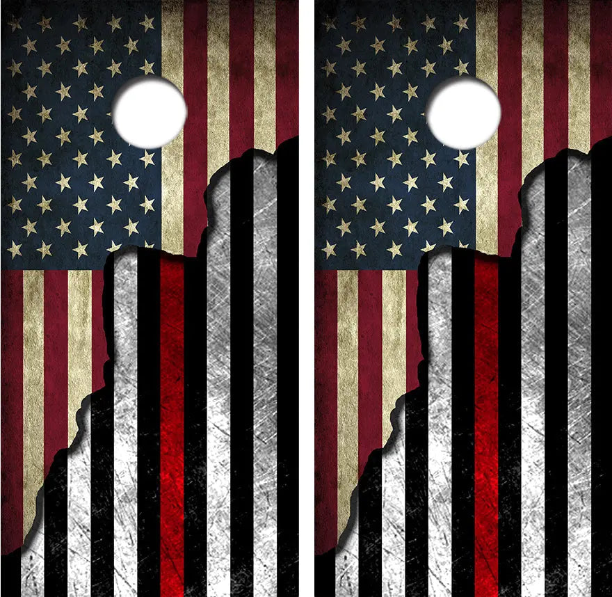 American / Red Lives Flag Cornhole Wrap Decal with Free Laminate Included Ripper Graphics
