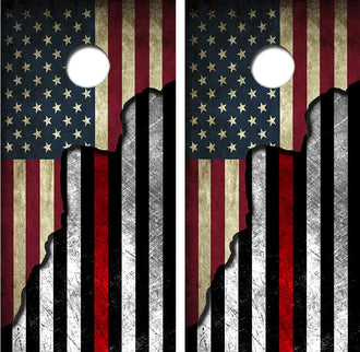 American / Red Lives Flag Cornhole Wrap Decal with Free Laminate Included Ripper Graphics