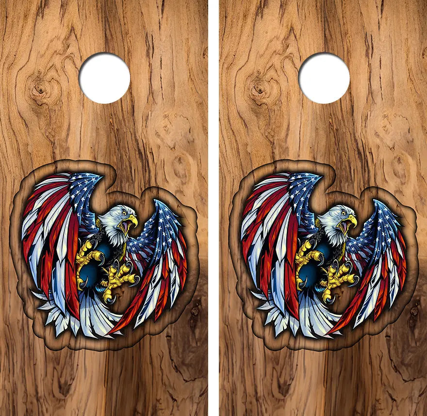 American Eagle Routered Design Cornhole Wrap Decal with Free Laminate Included Ripper Graphics