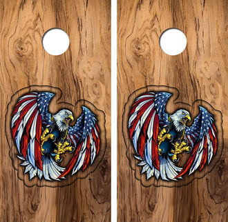 American Eagle Routered Design Cornhole Wrap Decal with Free Laminate Included Ripper Graphics