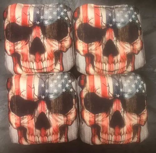 American Flag Skull Backyard Cornhole Bags Set of 4 Ripper Graphics