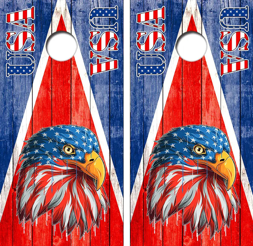 American Flag USA Eagle Cornhole Wrap Decal with Free Laminate Included Ripper Graphics