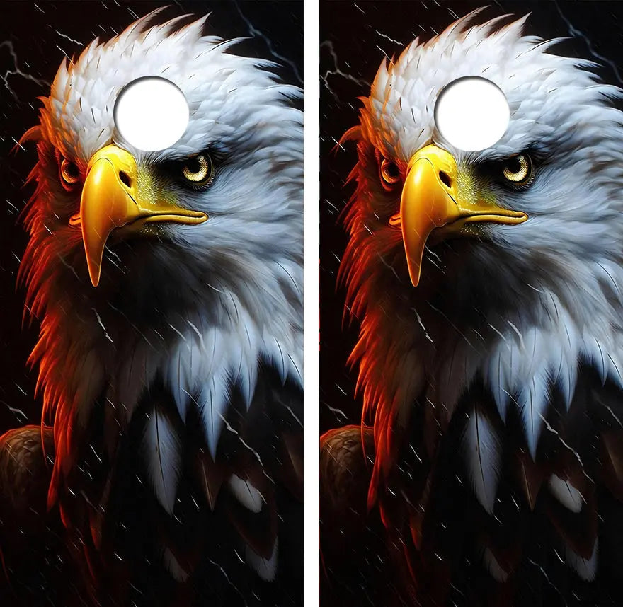 Angry American Bald Eagle Cornhole Wood Board Skin Wrap Ripper Graphics