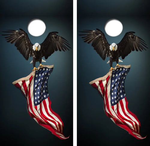 Bald Eagle American Flag Cornhole Wrap Decal with Free Laminate Included Ripper Graphics