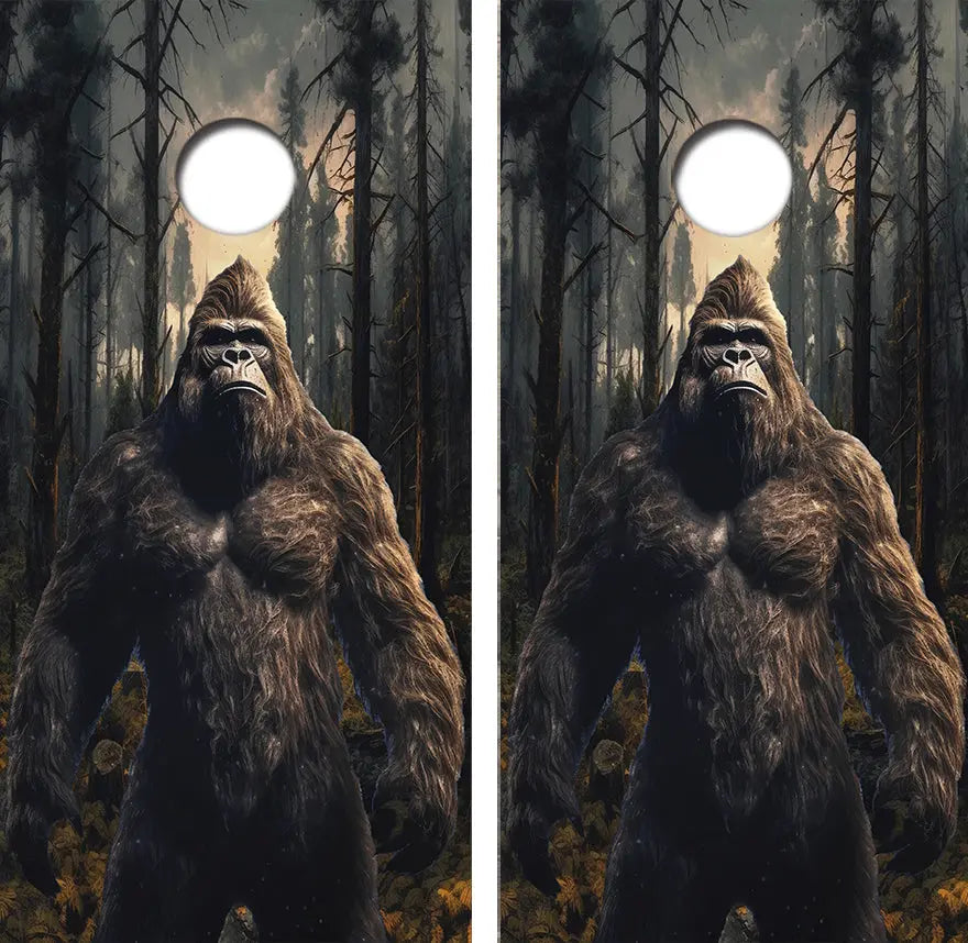 Bigfoot In The Woods Cornhole Board Skin Wraps FREE LAMINATE Ripper Graphics