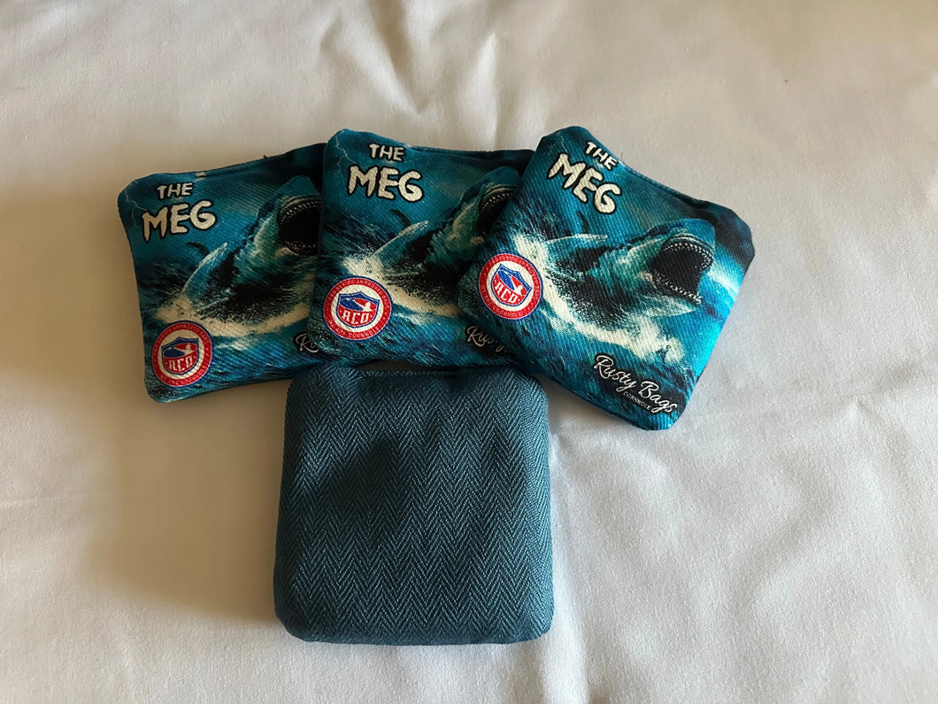 THE MEG - Ocean/ Blue Carpet - Pro Cornhole Bags KT Cornhole Wraps and Boards