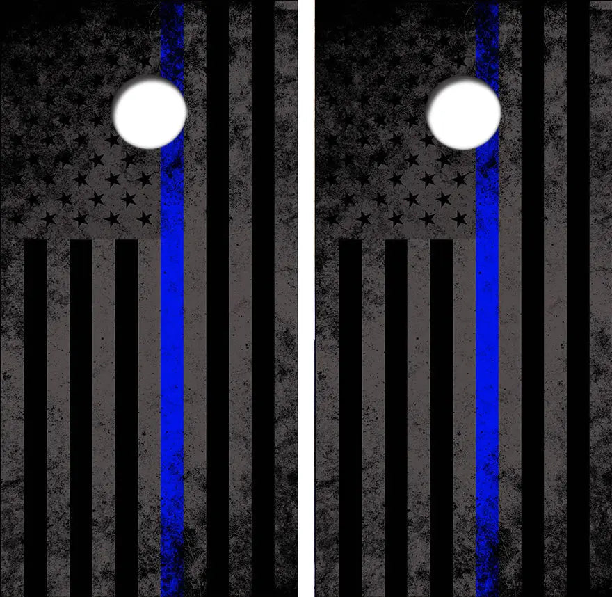 Blue Lives Matter Flag Cornhole Wrap Decal with Free Laminate Included Ripper Graphics