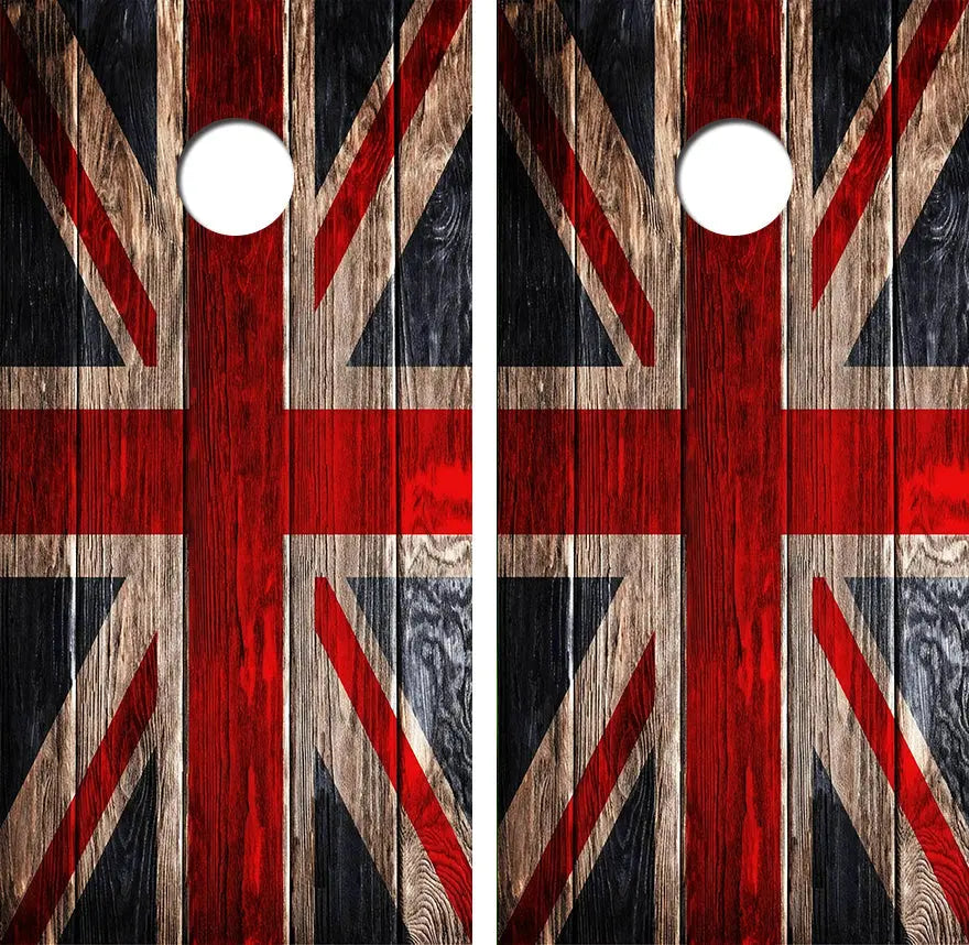 British Flag Cornhole Wood Board Skin Wrap Ripper Graphics