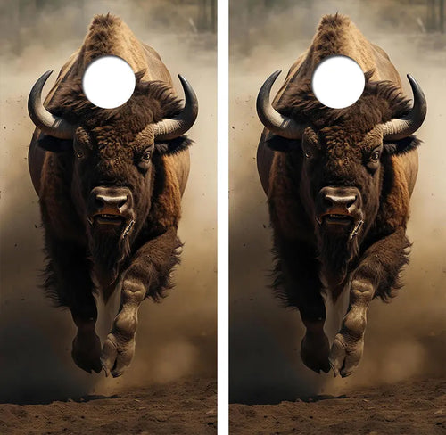 Charging African American Buffalo Cornhole Wood Board Skin Wrap Ripper Graphics