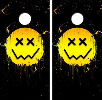 Crazy Happy Face Cornhole Wood Board Skin Wrap Ripper Graphics