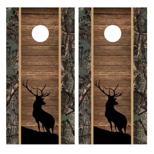 Deer Silhouette Cornhole Wood Board Skin Wraps FREE LAMINATE Ripper Graphics
