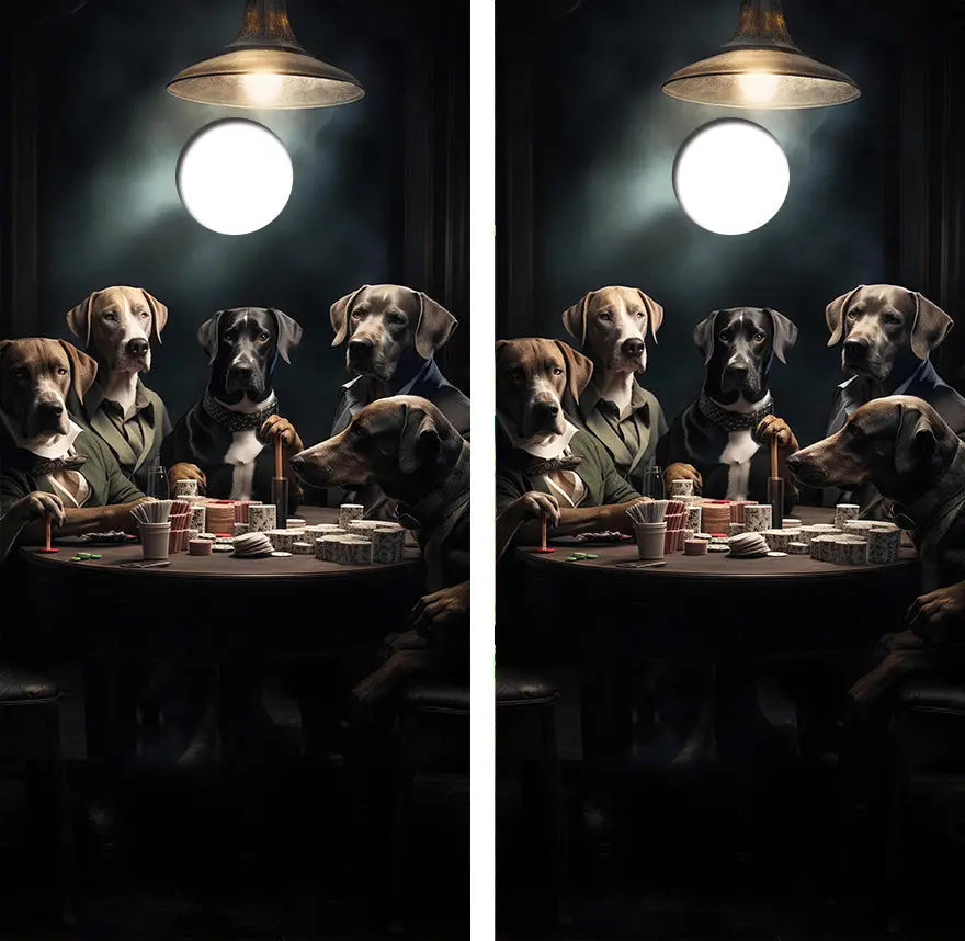 Dogs Playing Poker Cornhole Wood Board Skin Wrap Ripper Graphics