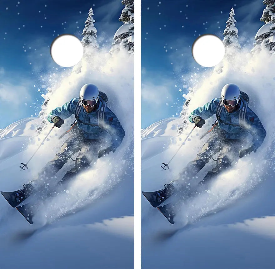 Downhill Skiing Cornhole Wood Board Skin Wrap Ripper Graphics