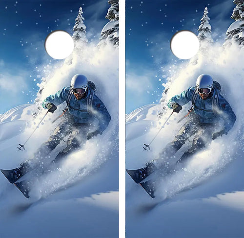 Downhill Skiing Cornhole Wood Board Skin Wrap Ripper Graphics