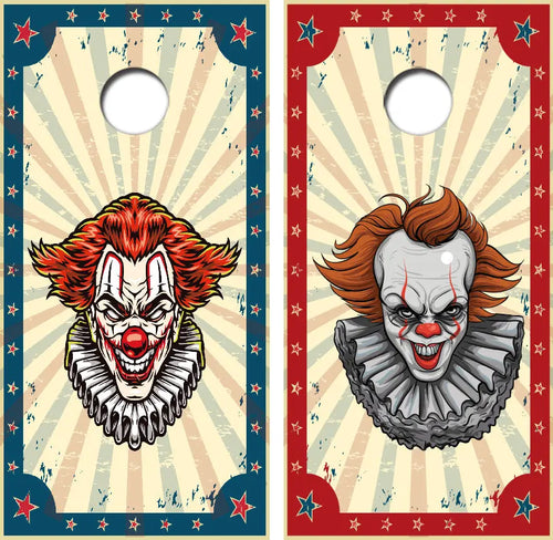 Evil Circus Clowns Cornhole Wrap Decal with Free Laminate Included Ripper Graphics