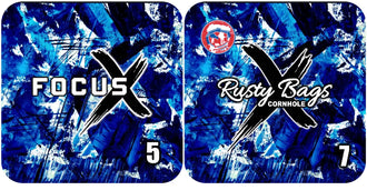 FOCUS X - ACO STAMPED - Pro Cornhole Bags 3 KT Cornhole Wraps and Boards