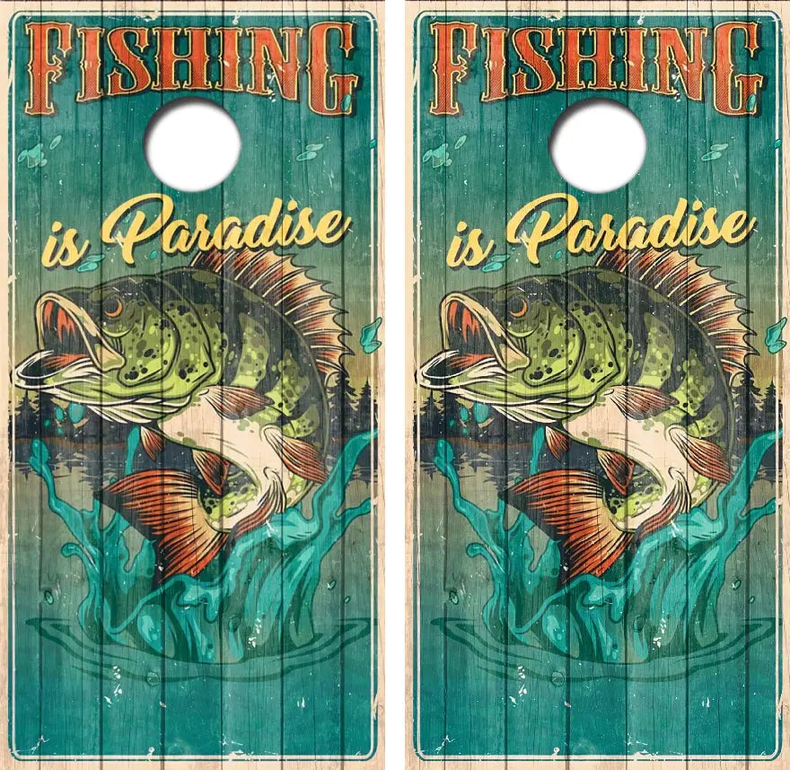 Fishing Is Paradise Cornhole Wrap Decal with Free Laminate Included Ripper Graphics