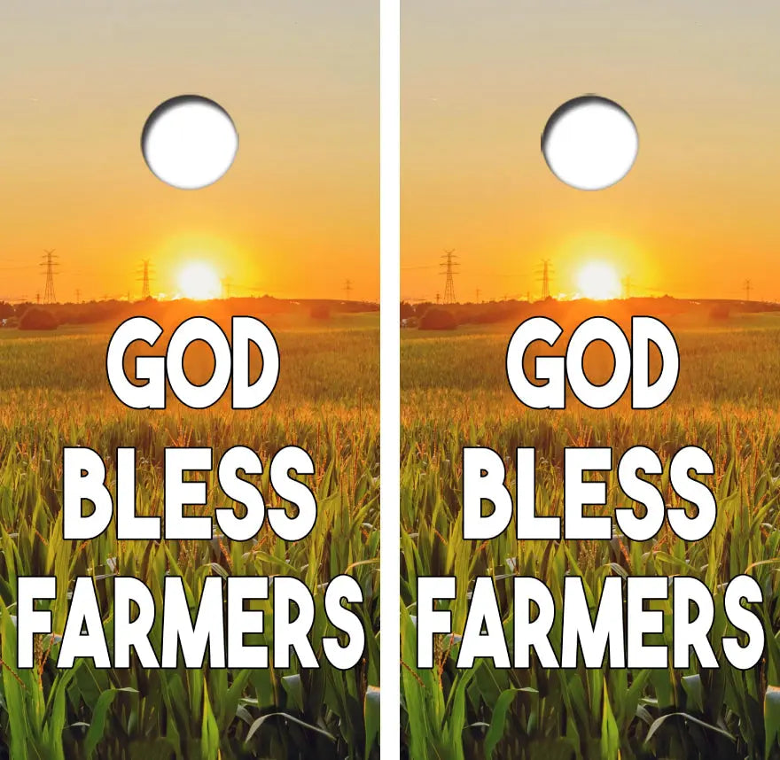 GOD Bless Farmers Cornhole Wrap Decal with Free Laminate Included Ripper Graphics