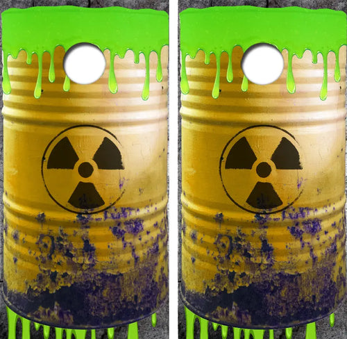 Hazardous Toxic Waste Barrel Cornhole Wrap Decal with Free Laminate Included Ripper Graphics