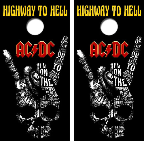 Highway To Hell Cornhole Wrap Decal with Free Laminate Included Ripper Graphics