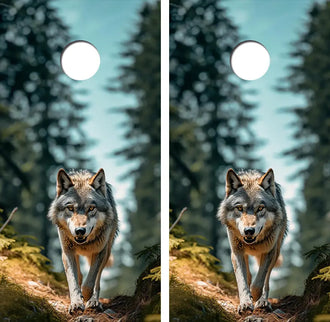 Hungry North American Wolf Cornhole Wood Board Skin Wrap Ripper Graphics