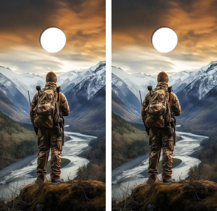 Hunting Alaska Cornhole Wood Board Skin Wrap Ripper Graphics