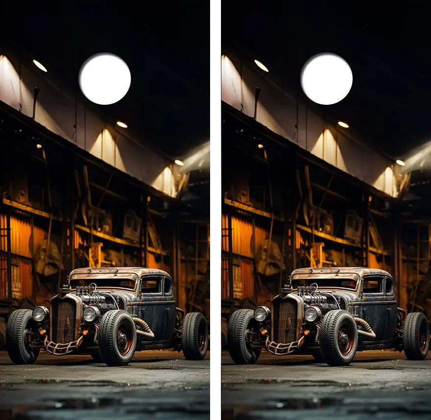 Industrial Rat Rod Cornhole Wood Board Skin Wrap Ripper Graphics