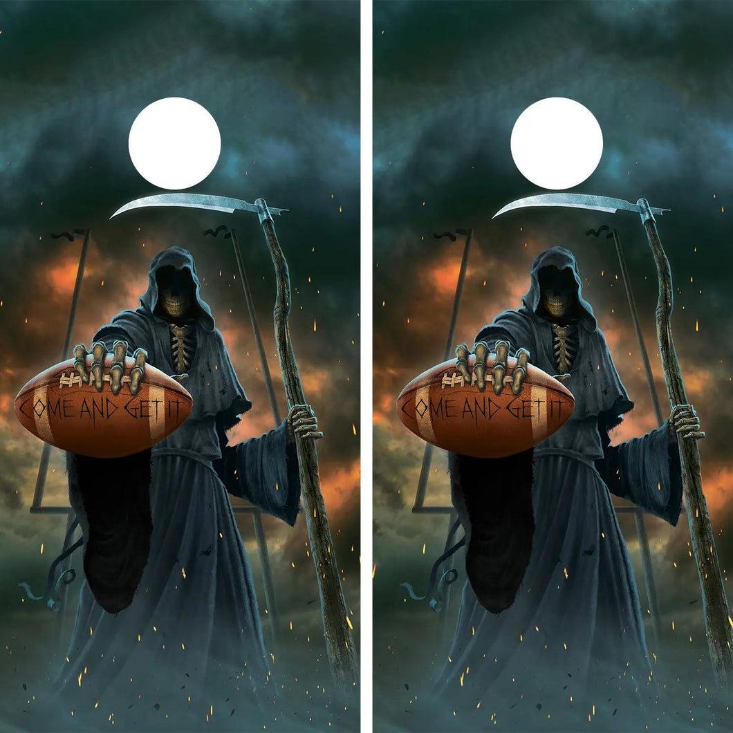 KT Cornhole - Death Does It laminated Cornhole Vinyl Wraps / Sticker KT Cornhole Wraps and Boards