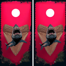 Load image into Gallery viewer, KT Cornhole - Great White Shark laminated Cornhole Vinyl Wraps / Sticker KT Cornhole Wraps and Boards
