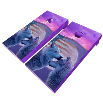 KT Cornhole - Loving Wolves laminated Cornhole Vinyl Wraps / Sticker KT Cornhole Wraps and Boards