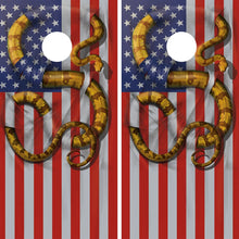 Load image into Gallery viewer, KT Cornhole - Patriotic Boa Constrictor laminated Cornhole Vinyl Wraps / Sticker KT Cornhole Wraps and Boards
