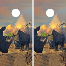 Load image into Gallery viewer, KT Cornhole - Rhino stand off laminated Cornhole Vinyl Wraps / Sticker KT Cornhole Wraps and Boards
